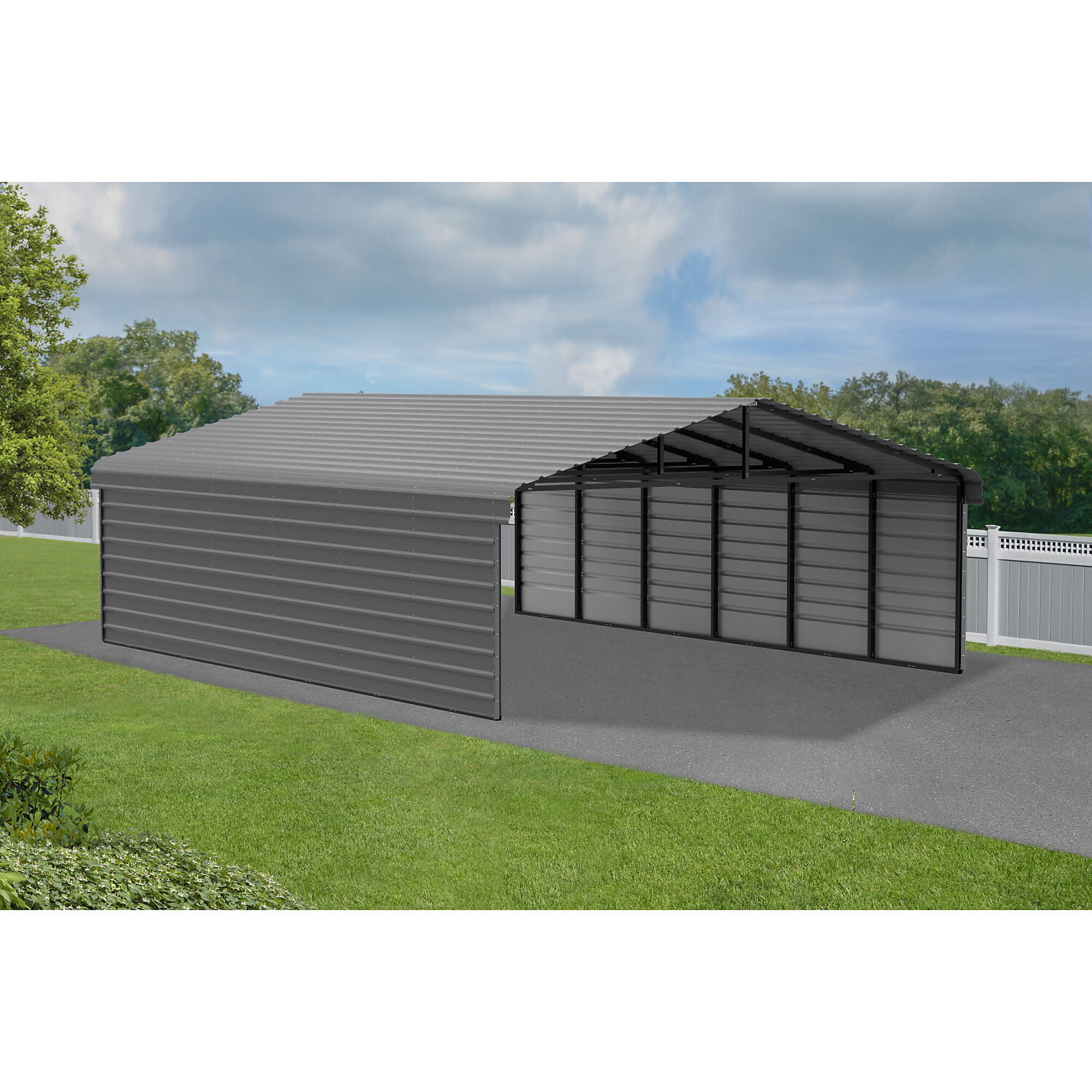 Arrow Carports Galvanized Steel Carport, Width 243in, Height 118in. Steel, Model# CPHC202907ECL2